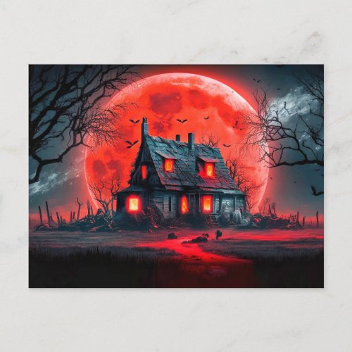 Happy Halloween Haunted House Postcard