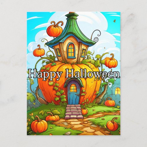 Happy Halloween  Haunted House Postcard