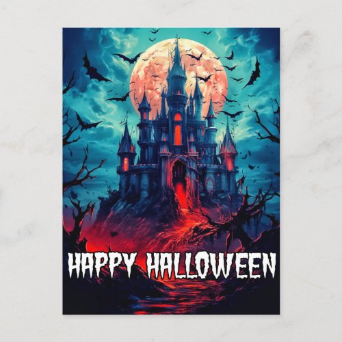 Happy Halloween  Haunted House Postcard