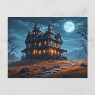Happy Halloween   Haunted House Postcard