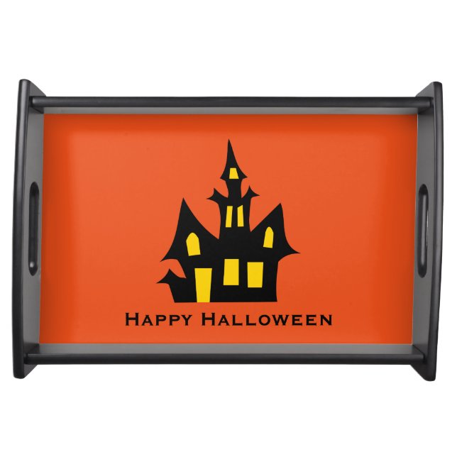 Happy Halloween Haunted House Serving Tray (Front)