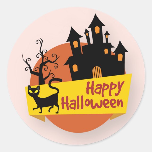 Happy Halloween Haunted House | Sticker Seal (Front)