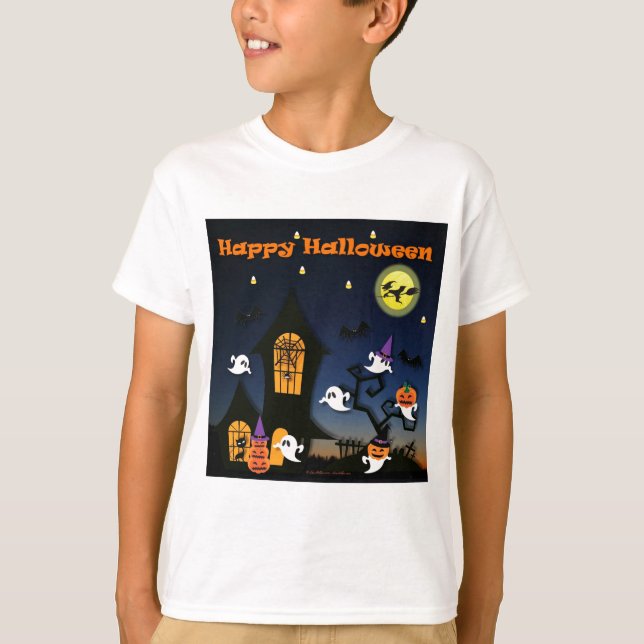Happy Halloween Haunted House T-Shirt (Front)