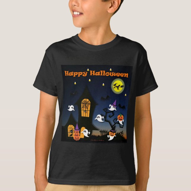 Happy Halloween Haunted House T-Shirt (Front)