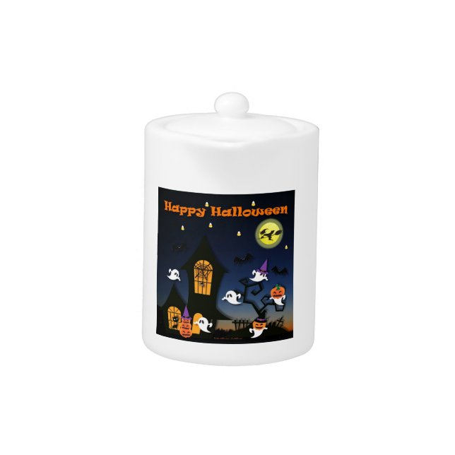 Happy Halloween Haunted House Teapot (Front)