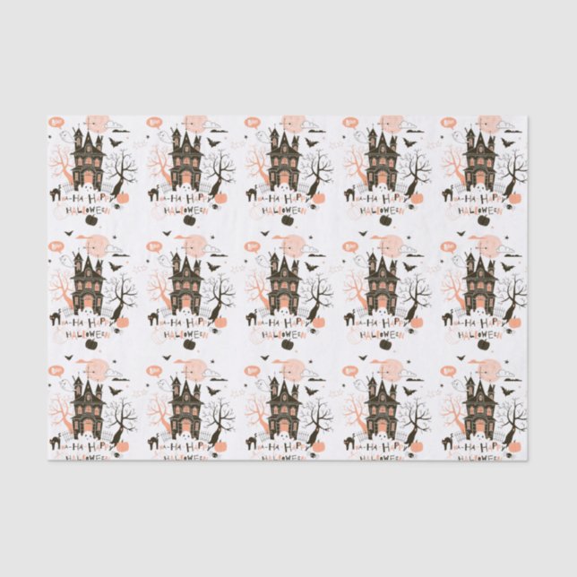 Happy Halloween Haunted House Tissue Paper (Front)