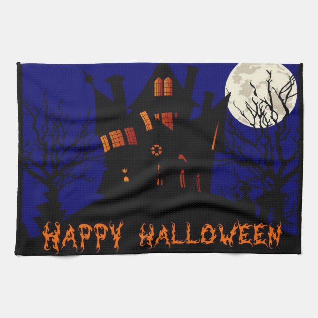 Happy Halloween Haunted House Towel (Horizontal)