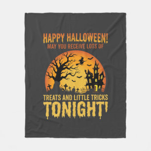 Happy Halloween Haunted House Trick or Treat Fleece Blanket