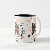 Happy Halloween Haunted House Two-Tone Coffee Mug (Front Right)