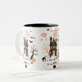 Happy Halloween Haunted House Two-Tone Coffee Mug (Front Left)