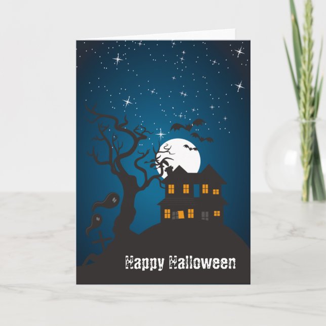 Happy Halloween Haunted House V Card (Front)