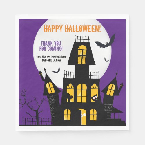 Happy Halloween Haunted House Vampire Bat Napkin