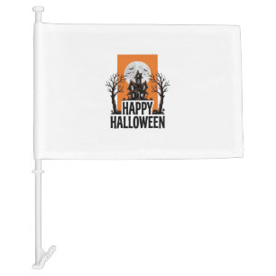 Happy Halloween Haunted House Vintage Graphic_1 Car Flag