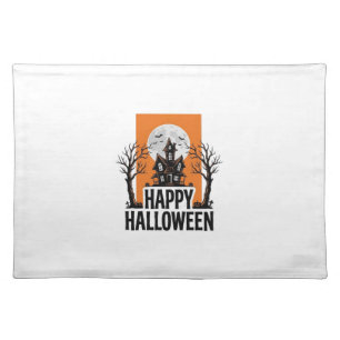 Happy Halloween Haunted House Vintage Graphic_1 Cloth Placemat