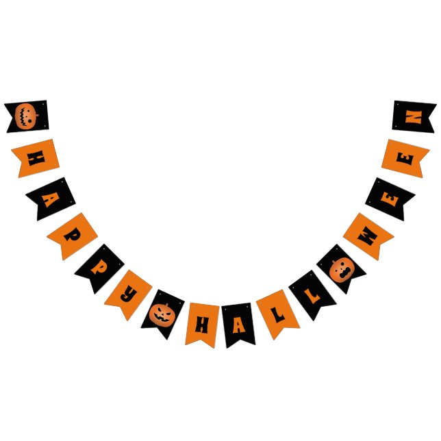 Happy Halloween Haunted Jack O Lantern Pumpkin Bunting Flags (All)