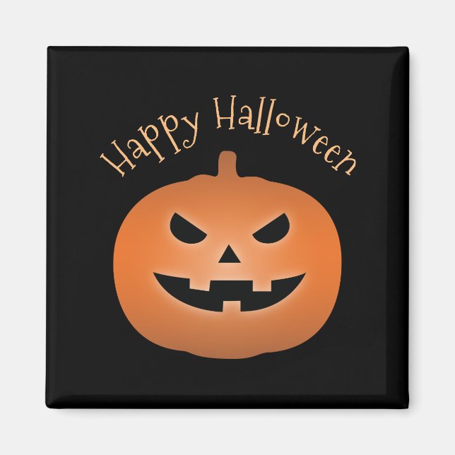Happy Halloween Haunted Jack O Lantern Pumpkin Magnet (Front)