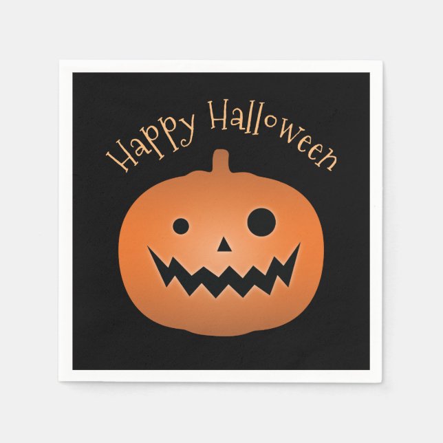 Happy Halloween Haunted Jack O Lantern Pumpkin Napkins (Front)