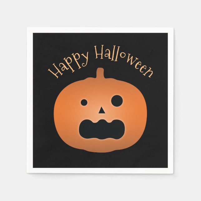 Happy Halloween Haunted Jack O Lantern Pumpkin Napkins (Front)