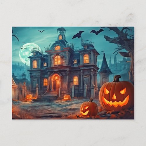 Happy Halloween  Haunted Manor Postcard