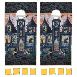 Happy Halloween Haunted Mansion Cornhole Set