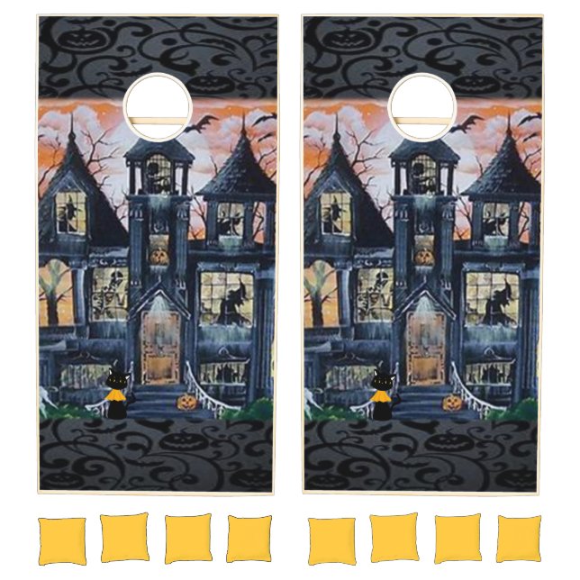 Happy Halloween Haunted Mansion Cornhole Set  (Set)