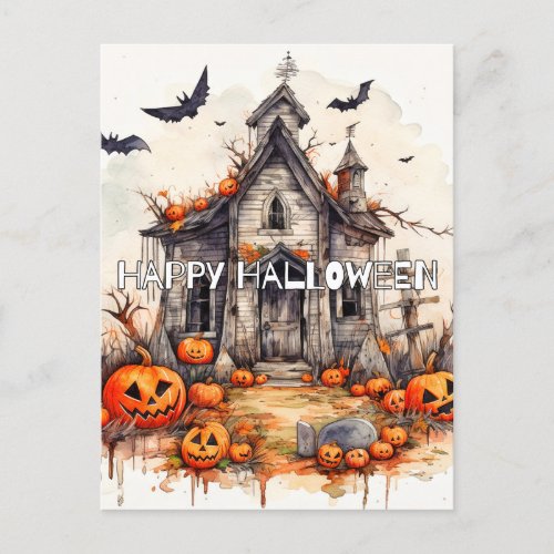 Happy Halloween  Haunted Mansion Postcard