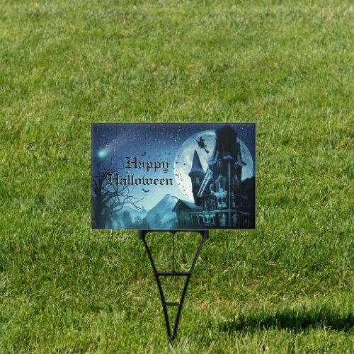 Happy Halloween  Haunted Mansion Small Yard Sign