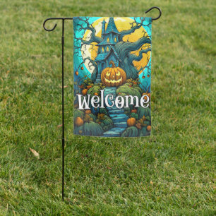 Happy Halloween - Haunted Treehouse Garden Flag