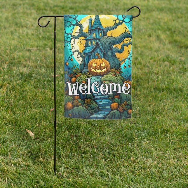 Happy Halloween - Haunted Treehouse Garden Flag (In SItu)