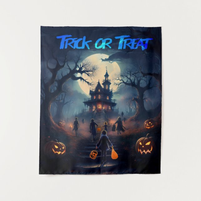 Happy Halloween Haunted Trick of Treaters Tapestry (Front)