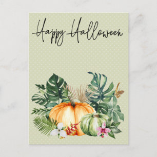 Happy Halloween Hawaii Tropical Pumpkin  Postcard