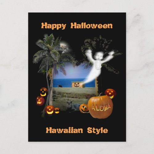 Happy Halloween Hawaiian Style Postcard