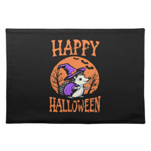 Happy Halloween Hedgehog Witch Cloth Placemat
