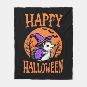 Happy Halloween Hedgehog Witch Fleece Blanket