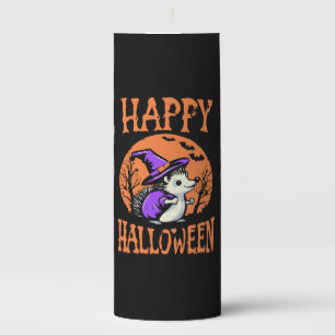 Happy Halloween Hedgehog Witch Pillar Candle