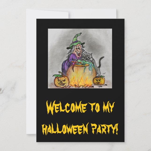 Happy Halloween Hexen-Katze Invitation (Front)