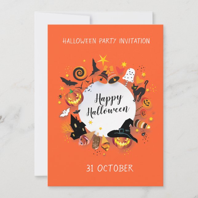 Happy Halloween Holiday Party Trendy design Invitation (Front)