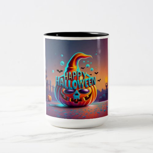 Happy Halloween Horror Pumpkin Two_Tone Coffee Mug