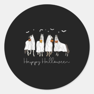 Happy Halloween Horse Ghost 2025 Classic Round Sticker