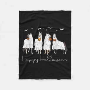 Happy Halloween Horse Ghost 2025 Fleece Blanket