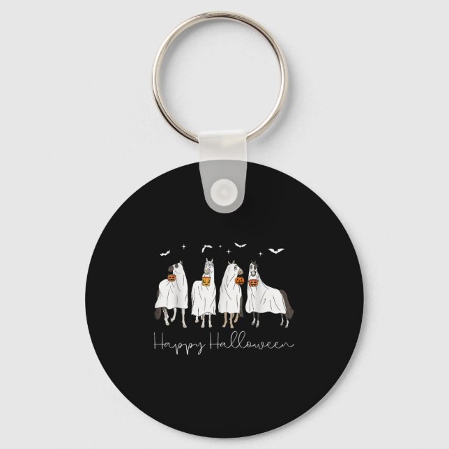 Happy Halloween Horse Ghost 2025  Keychain (Front)