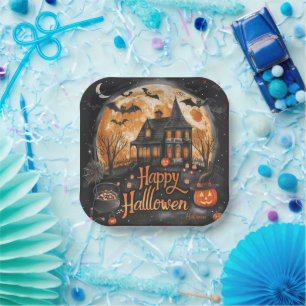 Happy Halloween House Cute & Festive Halloween Paper Plates
