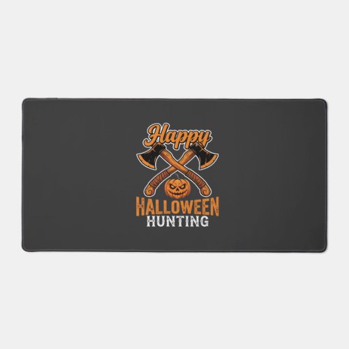 Happy Halloween Hunting Crossed Axes Pumpkin Desk Mat