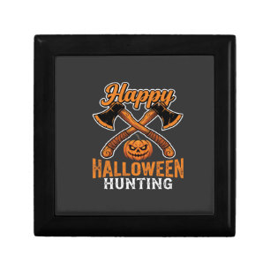 Happy Halloween Hunting Crossed Axes Pumpkin Gift Box