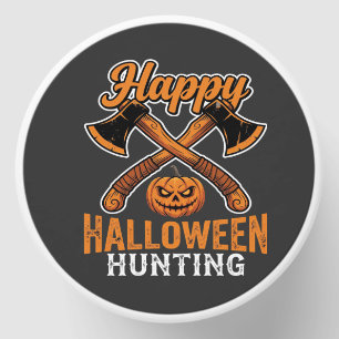 Happy Halloween Hunting Crossed Axes Pumpkin Mini Candle Favors