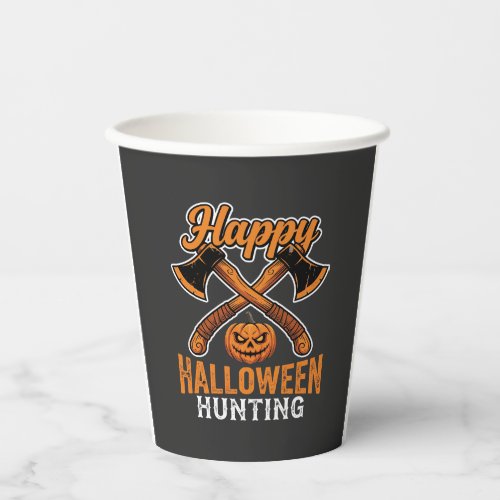 Happy Halloween Hunting Crossed Axes Pumpkin Paper Cups