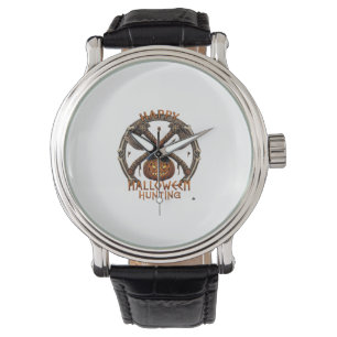 Happy Halloween Hunting Pumpkin Crossed Axes Bone Watch