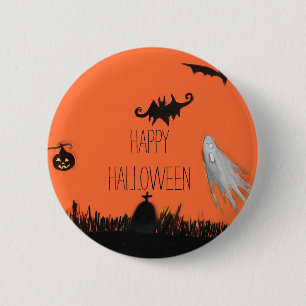 Happy Halloween Illustration Round Badge Button