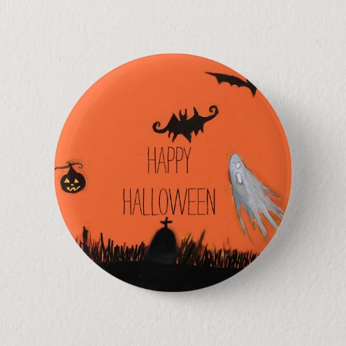 Happy Halloween Illustration  Round Badge Button