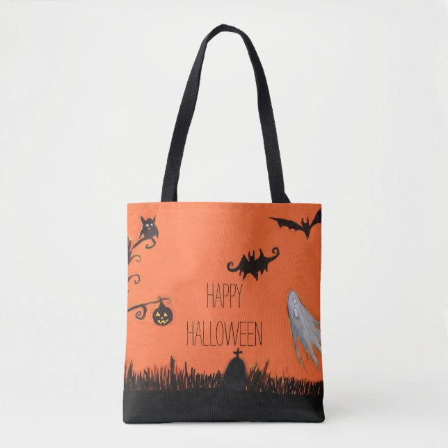Happy Halloween Illustration Tote Bag (Front)
